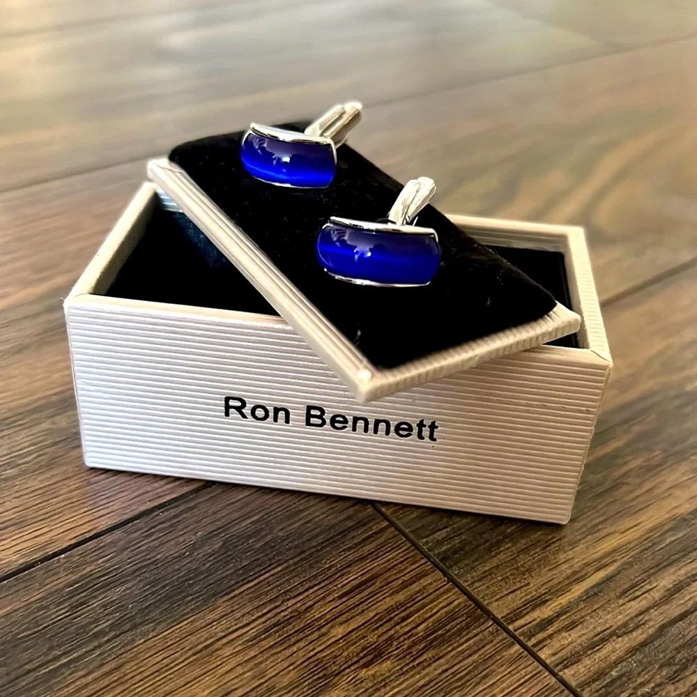 Cats eye royal blue cufflinks